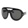 Tom Ford Sunglasses Round Full Rim, Shiny Black Frame And Smoke Lens Ft088601a In Black