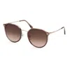 Tom Ford Sunglasses Round Full Rim, Shiny Light Brown Frame And Gradient Brown Lens Ft0897-k45f In Brown