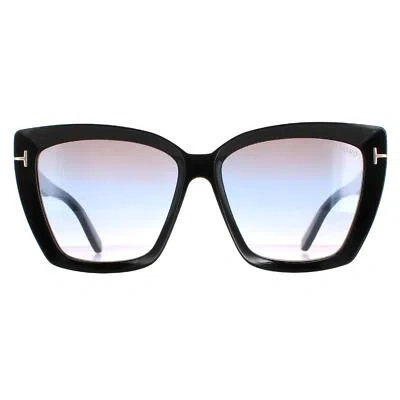 Pre-owned Tom Ford Sunglasses Scarlet Ft0920 01b Shiny Black Smoke Gradient In Gray