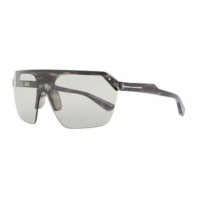 Tom Ford Sunglasses Shield Semi Rim, Brown Frame And Grey Lens Ft079756a