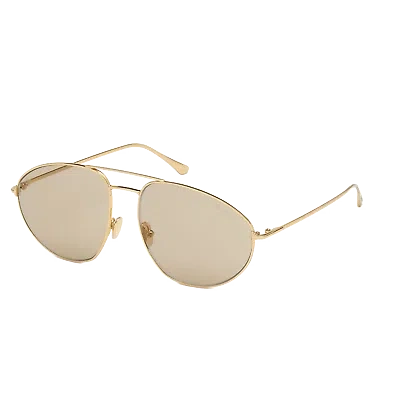 Pre-owned Tom Ford Sunglasses Shiny Deep Gold Brown Pilot-aviator Ft0796 30e 59mm Cobra