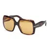 Tom Ford Sunglasses Square Full Rim, Dark Havana Frame And Brown Lens Ft119452e In Brown