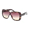 Tom Ford Sunglasses Square Full Rim, Shiny Black Frame And Gradient Smoke Lens Ft103701b In Brown