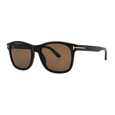 Tom Ford Sunglasses Square Full Rim, Shiny Black Frame And Roviex Lens Ft059501j
