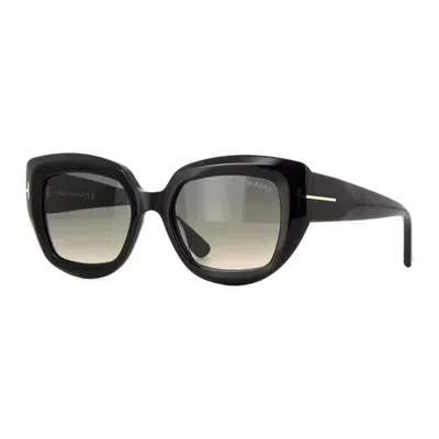 Tom Ford Sunglasses Square Full Rim, Shiny Black Frame And Smoke Gradient Lens Ft119201b