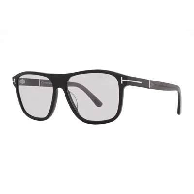 Tom Ford Sunglasses Square Full Rim, Shiny Black Frame And Smoke Lens Ft108101a