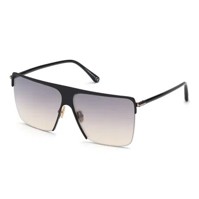 Tom Ford Sunglasses Square Semi Rim, Black Frame And Smoke Mirror Lens Ft084001c