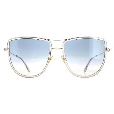 Pre-owned Tom Ford Sunglasses Tina Ft0759 28b Shiny Rose Gold Smoke Gradient In Gray