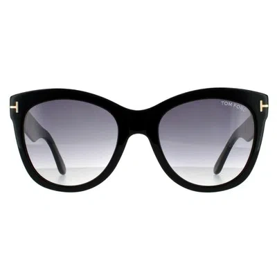 Pre-owned Tom Ford Sunglasses Wallace Ft0870 01b Shiny Black Smoke Gradient In Gray