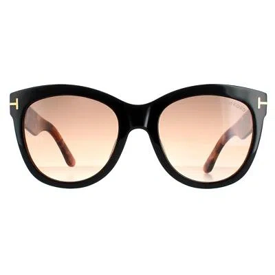 Pre-owned Tom Ford Sunglasses Wallace Ft0870 05f Black Havana Brown Gradient