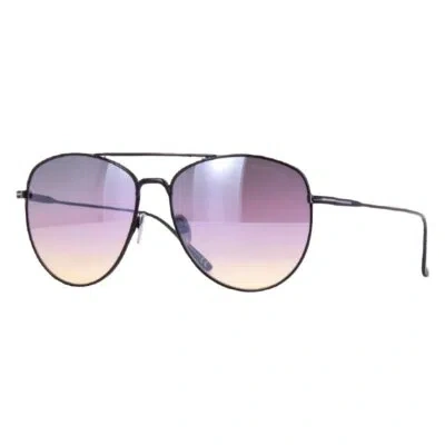 Pre-owned Tom Ford Sunglasses Women Black Silver Mirror Pilot Ft0784 01c Milla Titanium In Gray