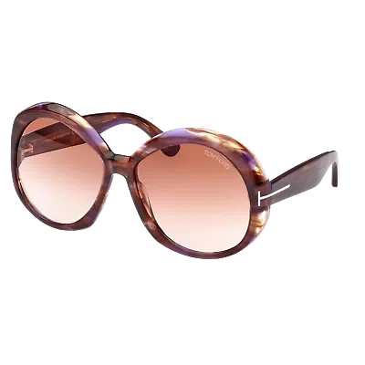 Pre-owned Tom Ford Sunglasses Women Havana Anti-reflective Gradient Brown Ft1010 55z Annab