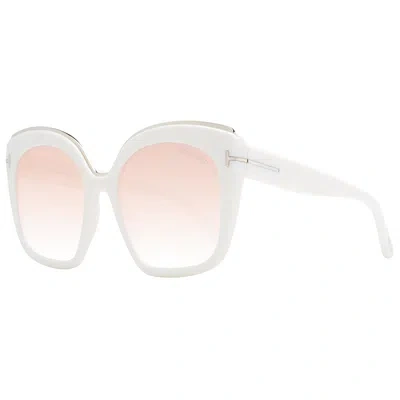 Pre-owned Tom Ford Sunglasses Women Ivory Gold Cat Eye Gradient Ft0944 25t 55mm Chantalle In Brown