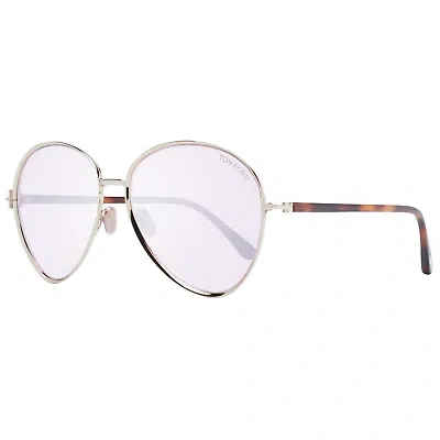 Pre-owned Tom Ford Sunglasses Women Rose Gold Metal Pilot Purple Mirror Ft1028 32z Rio