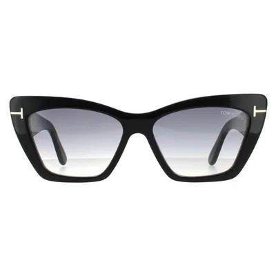 Pre-owned Tom Ford Sunglasses Wyatt Ft0871 01b Shiny Black Gray Smoke Gradient