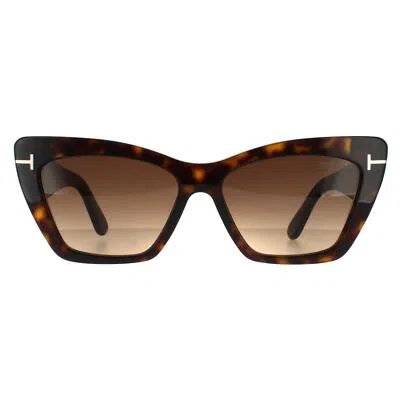 Pre-owned Tom Ford Sunglasses Wyatt Ft0871 52f Dark Havana Brown Gradient