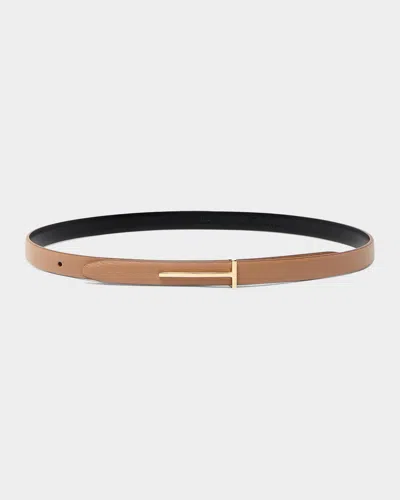 Tom Ford Supple Grain Leather Belt In Purple