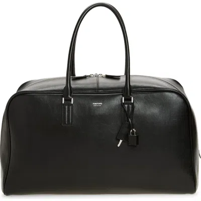 Tom Ford Supple Grain Leather Bowling Bag In Black