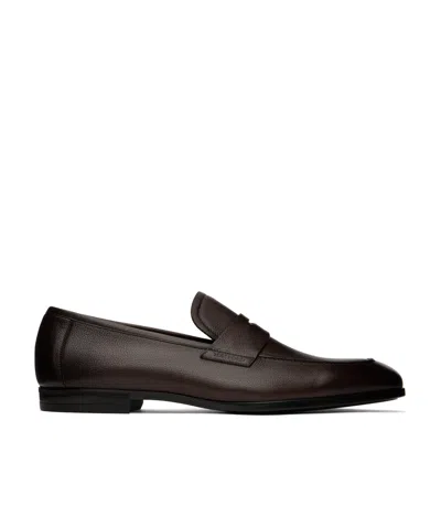 Tom Ford Brown Supple Grain Leather Sean Penny Loafers In Seal Brown