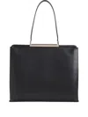 Tom Ford Rectangular Smooth Goat Leather Handbag With Polished Metallic Accent In Black