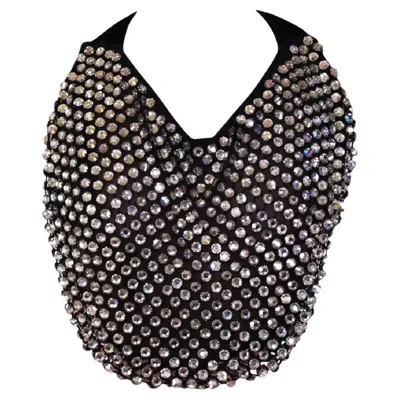 Pre-owned Tom Ford Swarovski Bib Necklace Or Halter Top Size M In Black