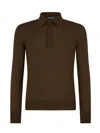 Tom Ford Tobacco Silk And Cashmere Long-sleeved Polo Shirt