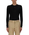 Tom Ford Long-sleeved Henley Top With Buttoned Placket And Fitted Silhouette In Black