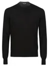 Tom Ford Round Collar Long Sleeve Sweater In Black