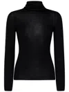 Tom Ford Turtleneck Long-sleeve Fine Cashmere-silk Top In Black
