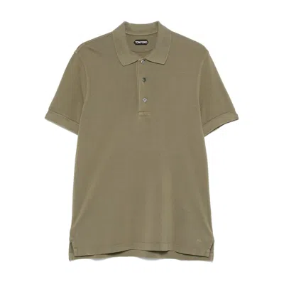 Tom Ford Classic Pique Polo With Tailored Fit In Green