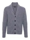 Tom Ford Brushed Shawl Collar Cardigan In Grey