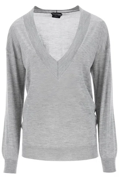 Tom Ford Sweater In Cashmere And Silk In Grey Melange (grey)