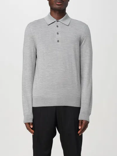Tom Ford Long-sleeved Knitted Polo Shirt In Grey