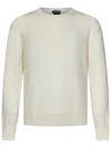 Tom Ford Structured Collar Sweater With Textured Edges In White