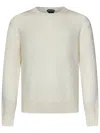 Tom Ford Structured Collar Sweater With Textured Edges In White
