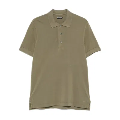 Tom Ford Classic Pique Polo With Tailored Fit In Green