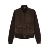Tom Ford Mens Deep Brown Funnel-neck Ribbed-sleeve Suede And Wool Jacket In Brown