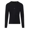 Tom Ford Mens Black Henley Ribbed Relaxed-fit Cotton-blend T-shirt In Blue