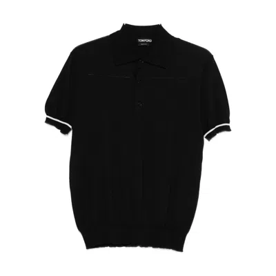 Tom Ford Contrast-trim Polo Shirt In Black