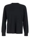 Tom Ford Black Crewneck T-shirt With Long Sleeves In Cotton Blend Man In Black