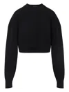 Tom Ford Sculptural Double Face Virgin Wool Blend Crop Sweater In Black
