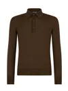 Tom Ford Tobacco Silk And Cashmere Long-sleeved Polo Shirt In Brown