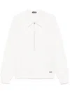 Tom Ford Structured Collar Sweater With Textured Edges In White