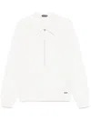 Tom Ford Structured Collar Sweater With Textured Edges In White