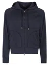 Tom Ford Cotton-blend Jersey Zip-up Hoodie In Blue