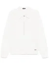 Tom Ford Structured Collar Sweater With Textured Edges In White