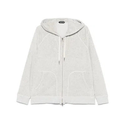 Tom Ford Slim-fit Cotton-blend Terry Zip-up Hoodie In Multicolor