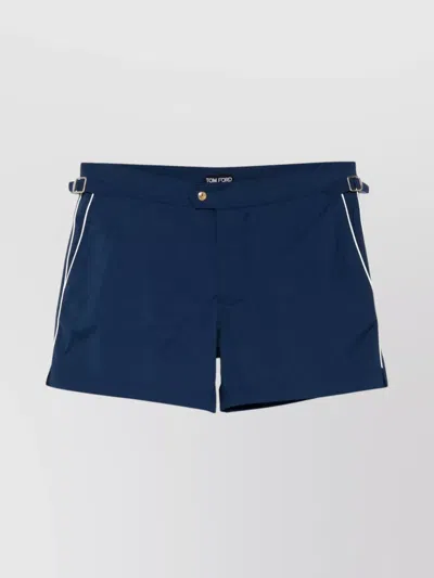 Tom Ford Swim Short In Compact Poplin In Blue