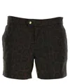 Tom Ford Leopard Print Tailored Swimsuit With Buckle Detail In Black