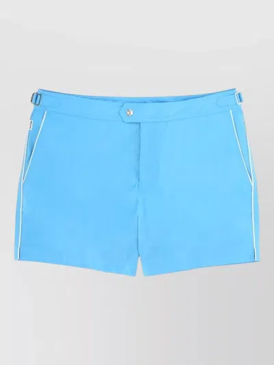 Tom Ford Swim Shorts Adjustable Waist And Pockets In Blue